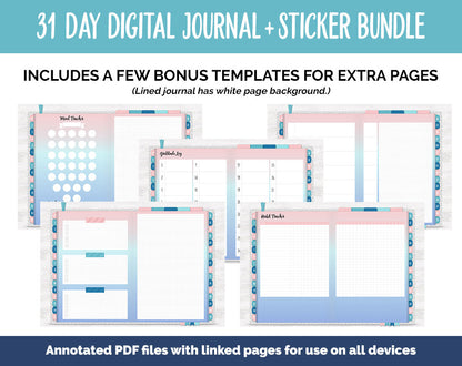 31 Day Digital Journal + Sticker Bundle | Polar Theme
