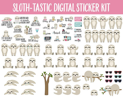 Sloth-tastic Digital Sticker Mega Bundle | GoodNotes & iPad | Sloths, February, Valentine, Kawaii, Adulting, Moods, Tasks