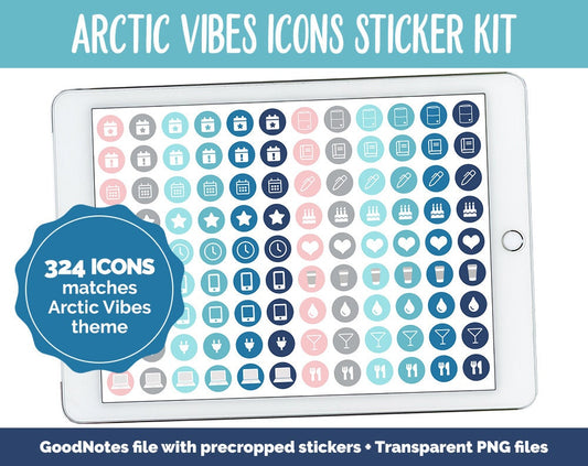Arctic Vibes Icon Digital Planner Stickers | Polar Theme