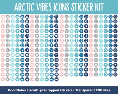 Arctic Vibes Icon Digital Planner Stickers | Polar Theme