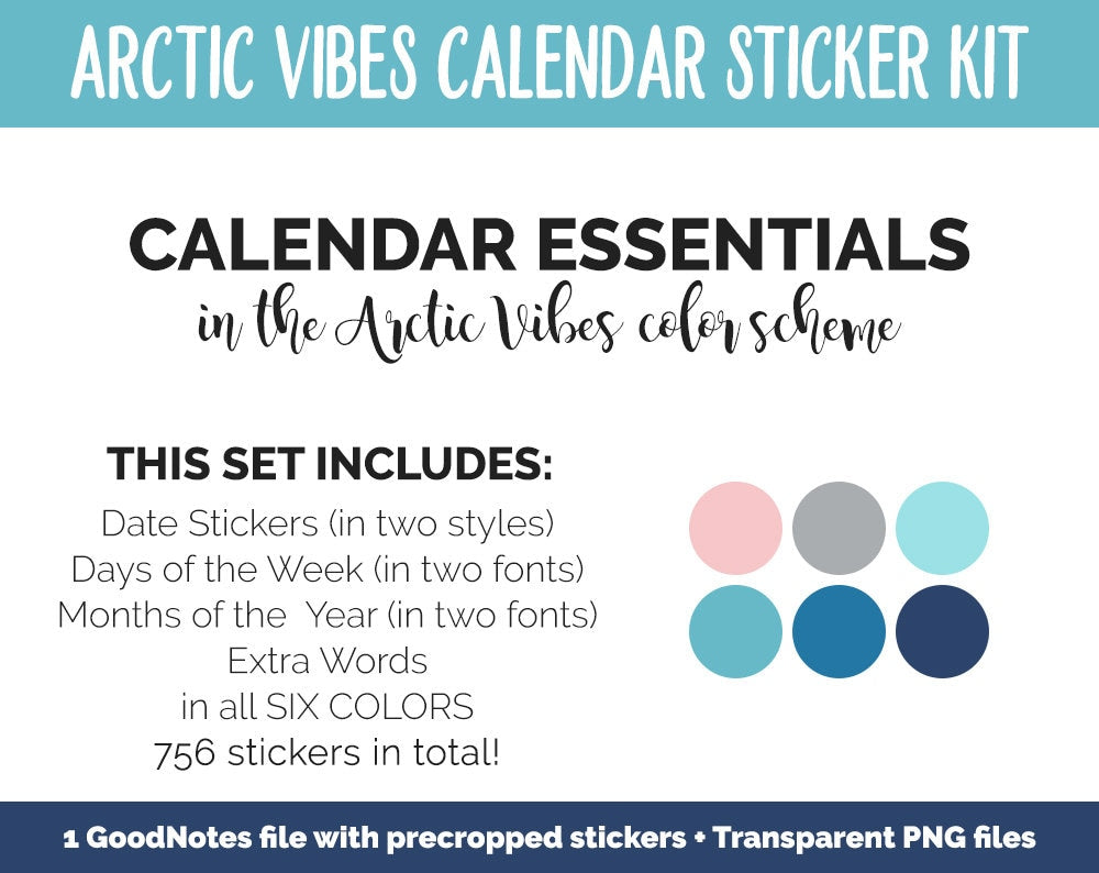 Arctic Vibes Calendar Essentials Digital Planner Stickers | Polar Theme