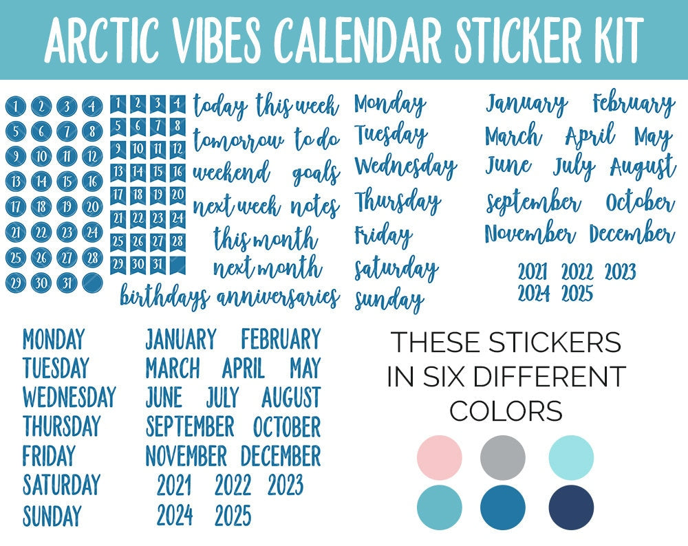 Arctic Vibes Calendar Essentials Digital Planner Stickers | Polar Theme