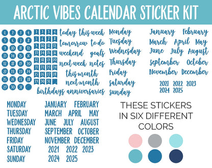 Arctic Vibes Calendar Essentials Digital Planner Stickers | Polar Theme