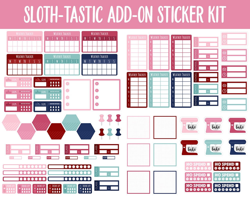 Sloth-tastic Add-On Digital Stickers | GoodNotes & iPad | Valentine, Trackers, Budget, Fitness, Health, Habits