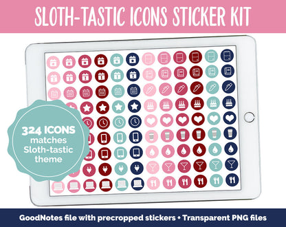 Sloth-tastic Icon Digital Planner Stickers | GoodNotes, iPad and Android | Icons, Life, Weather, Everyday