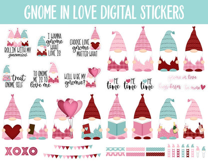 Gnome in Love Digital Planner Stickers | GoodNotes, iPad and Android | Valentine's Day, Tasks, Adulting