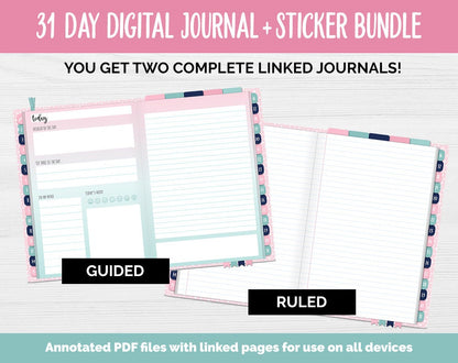 31 Day Digital Journal + Sticker Bundle | Harmony Theme