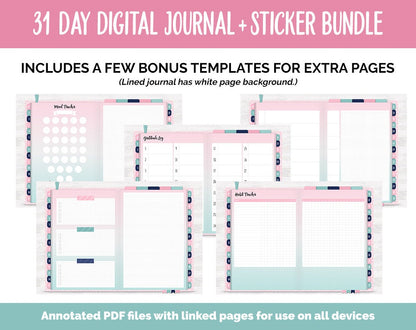 31 Day Digital Journal + Sticker Bundle | Harmony Theme