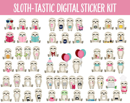 Sloth-tastic Digital Sticker Mega Bundle | GoodNotes & iPad | Sloths, February, Valentine, Kawaii, Adulting, Moods, Tasks