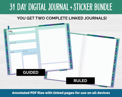 31 Day Digital Journal + Sticker Bundle | Jeweled Theme