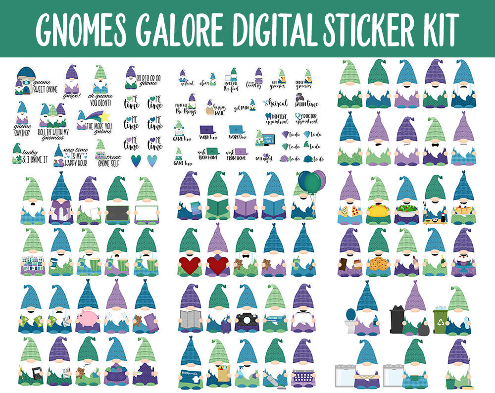 Gnomes Galore Digital Sticker Mega Bundle | GoodNotes & iPad | March, Spring, Garden, Kawaii, Adulting, Moods, Tasks