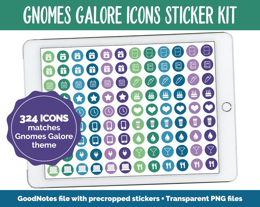 Gnomes Galore Icon Digital Planner Stickers | GoodNotes, iPad and Android | Icons, Life, Weather, Everyday
