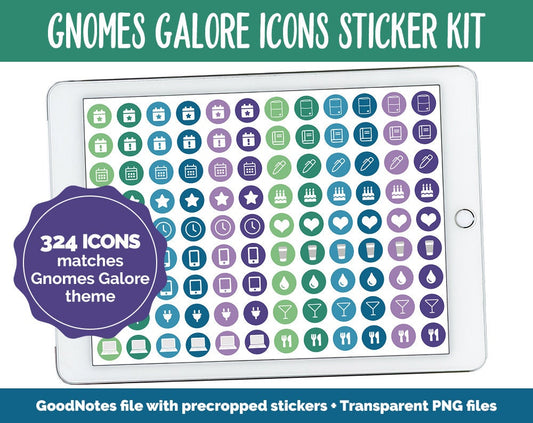 Gnomes Galore Icon Digital Planner Stickers | GoodNotes, iPad and Android | Icons, Life, Weather, Everyday