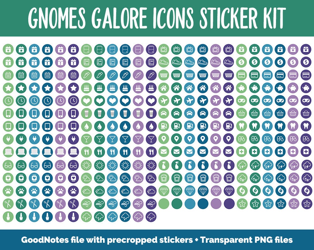 Gnomes Galore Icon Digital Planner Stickers | GoodNotes, iPad and Android | Icons, Life, Weather, Everyday