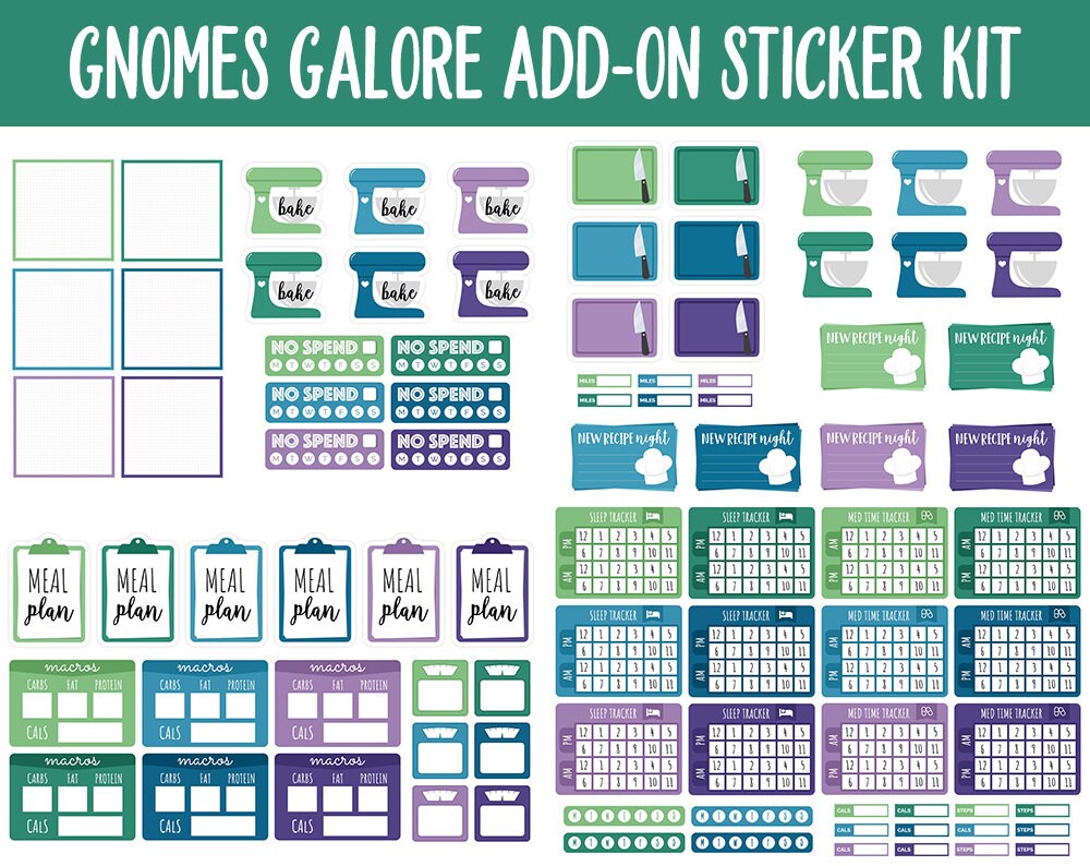 Gnomes Galore Add-On Digital Stickers | GoodNotes & iPad | Trackers, Budget, Fitness, Health, Habits