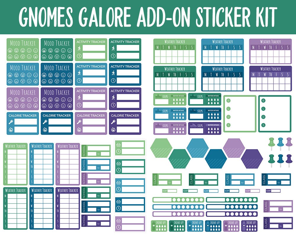 Gnomes Galore Add-On Digital Stickers | GoodNotes & iPad | Trackers, Budget, Fitness, Health, Habits