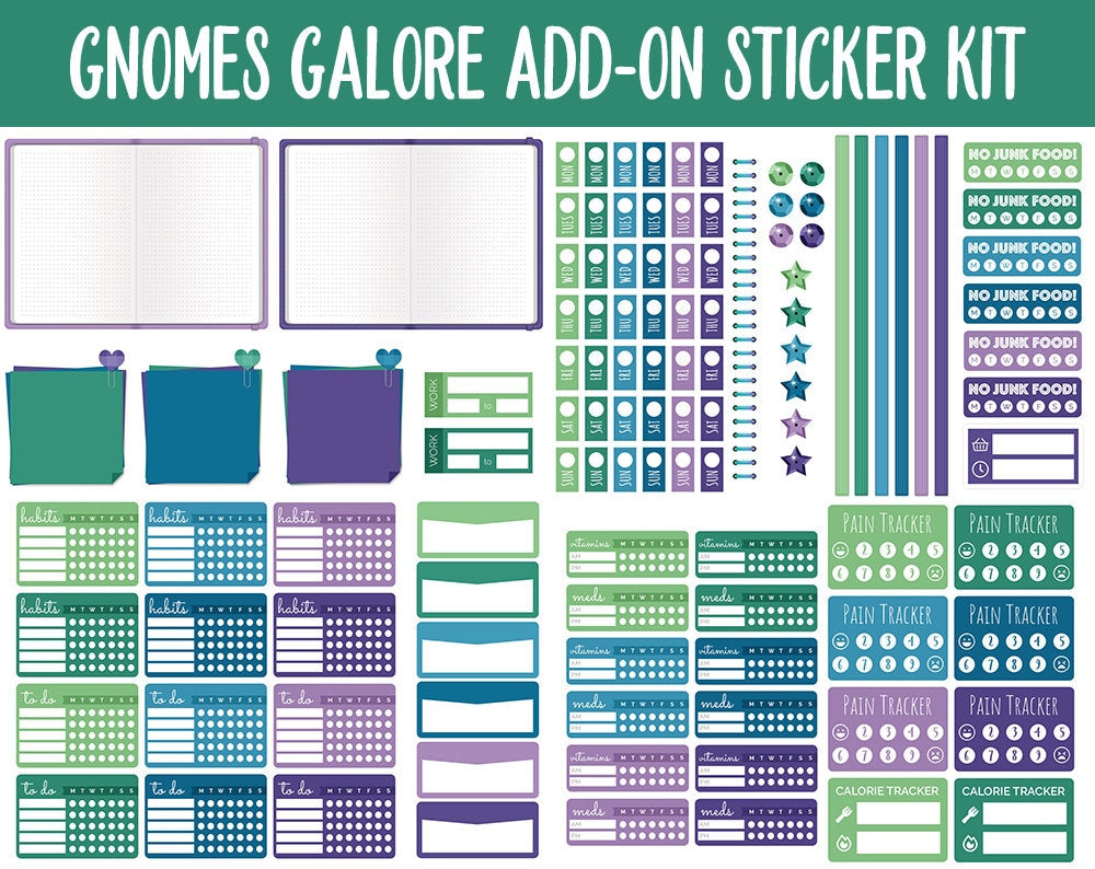 Gnomes Galore Add-On Digital Stickers | GoodNotes & iPad | Trackers, Budget, Fitness, Health, Habits