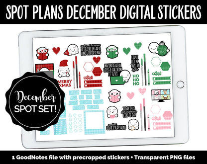 Spot Plans December Digital Stickers | GoodNotes, iPad and Android | Christmas, Winter, Adulting, Planning