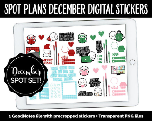 Spot Plans December Digital Stickers | GoodNotes, iPad and Android | Christmas, Winter, Adulting, Planning