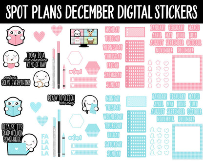 Spot Plans December Digital Stickers | GoodNotes, iPad and Android | Christmas, Winter, Adulting, Planning