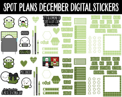 Spot Plans December Digital Stickers | GoodNotes, iPad and Android | Christmas, Winter, Adulting, Planning