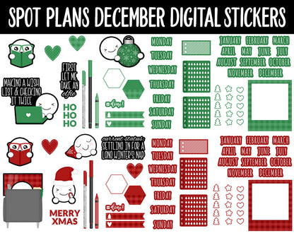 Spot Plans December Digital Stickers | GoodNotes, iPad and Android | Christmas, Winter, Adulting, Planning