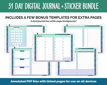 31 Day Digital Journal + Sticker Bundle | Jeweled Theme