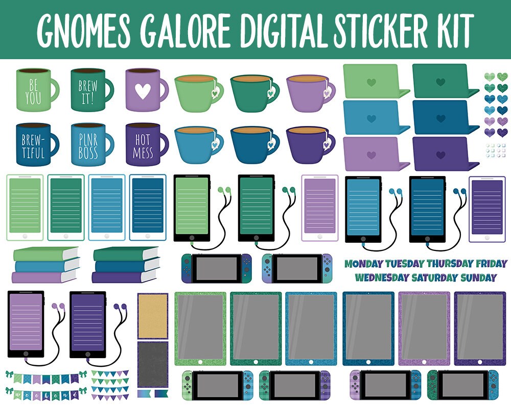 Gnomes Galore Digital Sticker Mega Bundle | GoodNotes & iPad | March, Spring, Garden, Kawaii, Adulting, Moods, Tasks