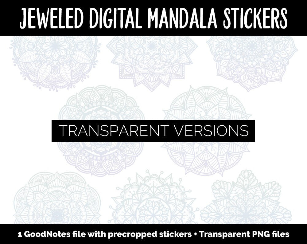 Jeweled Mandala Digital Planner Stickers | GoodNotes, iPad and Android | Gradient, Ombre, Coloring
