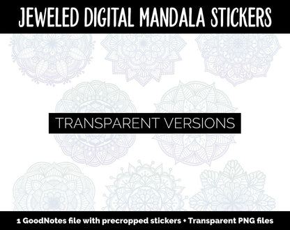 Jeweled Mandala Digital Planner Stickers | GoodNotes, iPad and Android | Gradient, Ombre, Coloring