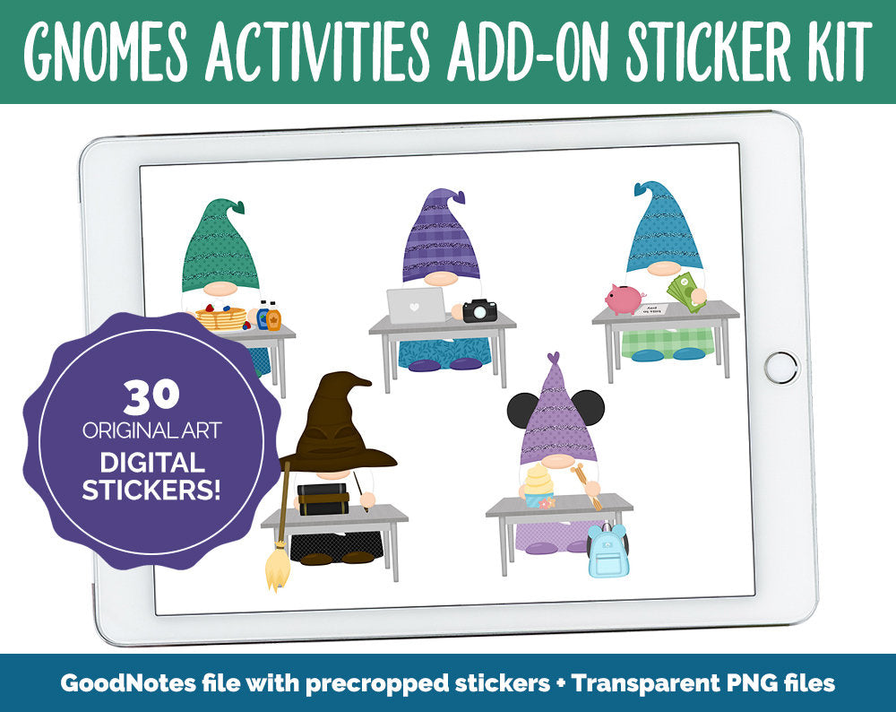 Gnomes Galore Activities Digital Stickers | GoodNotes & iPad | Crafts, School, Work, Hobbies