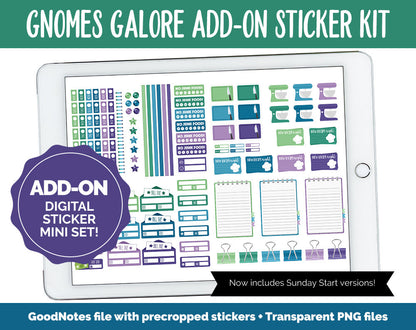 Gnomes Galore Add-On Digital Stickers | GoodNotes & iPad | Trackers, Budget, Fitness, Health, Habits