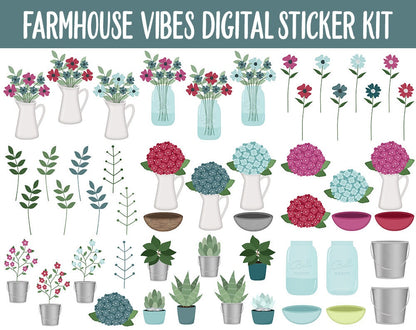 Farmhouse Vibes Digital Sticker Mega Bundle | GoodNotes & iPad | April, Spring, Flowers, Garden, Home, Adulting, Tasks