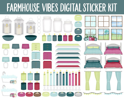 Farmhouse Vibes Digital Sticker Mega Bundle | GoodNotes & iPad | April, Spring, Flowers, Garden, Home, Adulting, Tasks