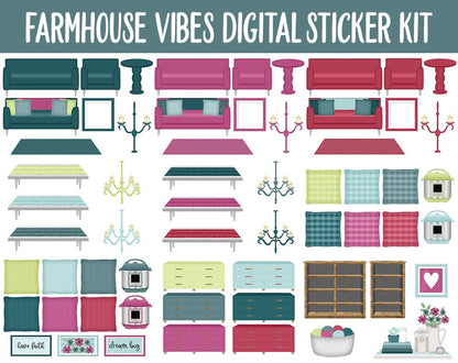 Farmhouse Vibes Digital Sticker Mega Bundle | GoodNotes & iPad | April, Spring, Flowers, Garden, Home, Adulting, Tasks