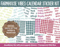 Farmhouse Vibes Calendar Essentials Digital Planner Stickers | GoodNotes, iPad and Android | Dates, Days of the Week, Months