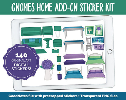 Gnomes Galore Home Digital Stickers | GoodNotes & iPad | Furniture, Decor