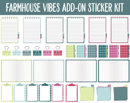 Farmhouse Vibes Add-On Digital Stickers | GoodNotes & iPad | Trackers, Budget, Fitness, Health, Habits