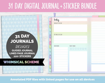 31 Day Digital Journal + Sticker Bundle | Whimsical Theme