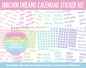 Unicorn Dreams Calendar Essentials Digital Planner Stickers | GoodNotes, iPad and Android | Dates, Days of the Week, Months