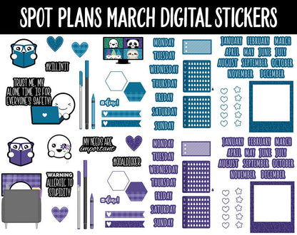 Spot Plans March Digital Stickers | GoodNotes, iPad and Android | St. Patrick's Day, Sassy, Adulting, Planning