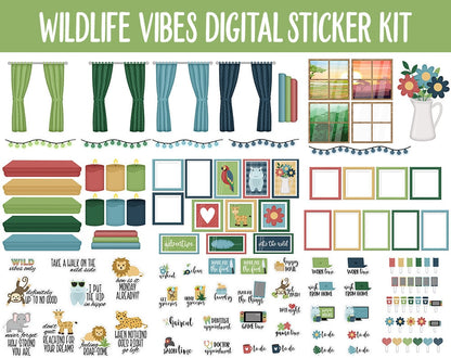 Wildlife Vibes Digital Sticker Mega Bundle | GoodNotes & iPad | Safari, Jungle, Animals, June, Floral, Planner Girls, Adulting, Moods, Tasks