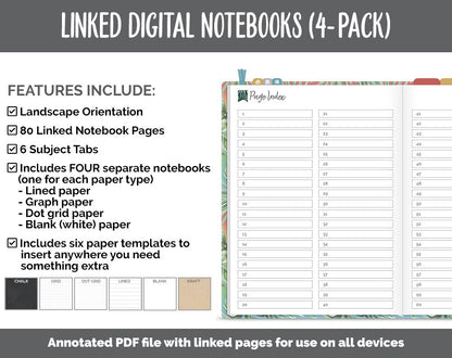 Linked Digital Notebooks 4- Pack | Safari Theme | GoodNotes, iPad & Android