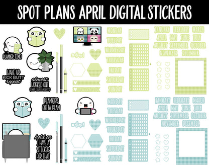 Spot Plans April Digital Stickers | GoodNotes, iPad and Android | Home, Farmhouse, Flowers, Sassy, Adulting, Planning