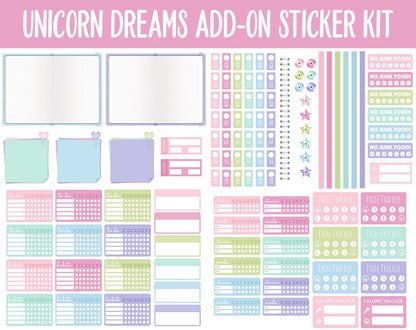 Unicorn Dreams Add-On Digital Stickers | GoodNotes & iPad | Trackers, Budget, Fitness, Health, Habits
