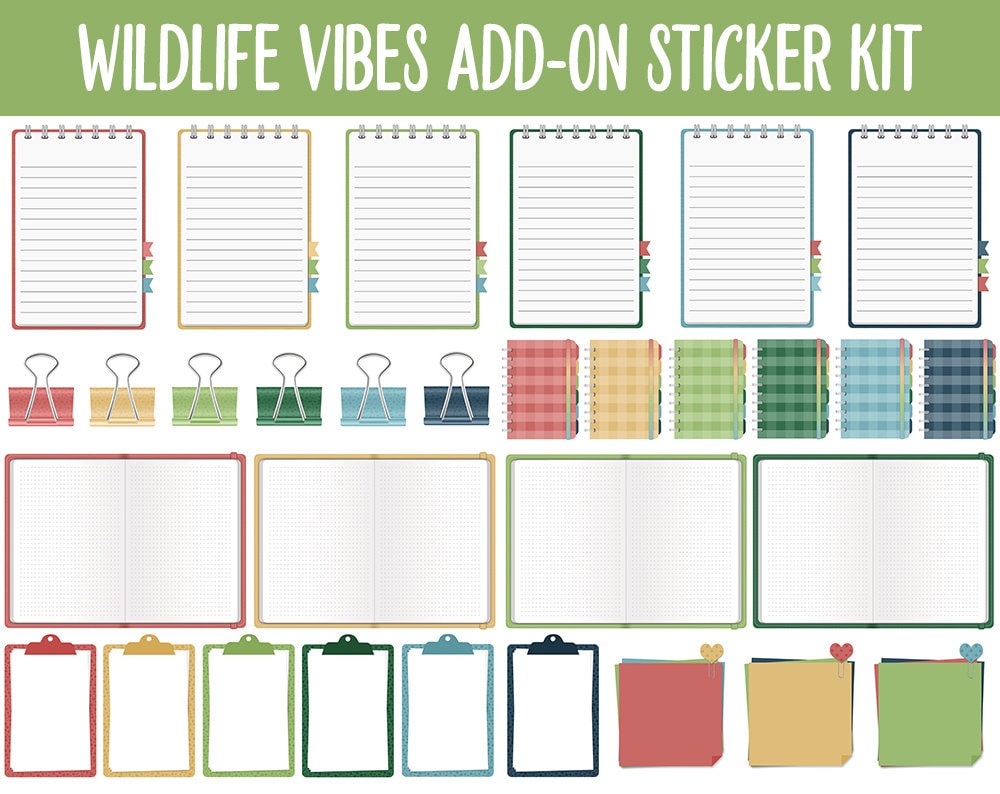 Wildlife Vibes Add-On Digital Stickers | GoodNotes & iPad | Trackers, Budget, Fitness, Health, Habits