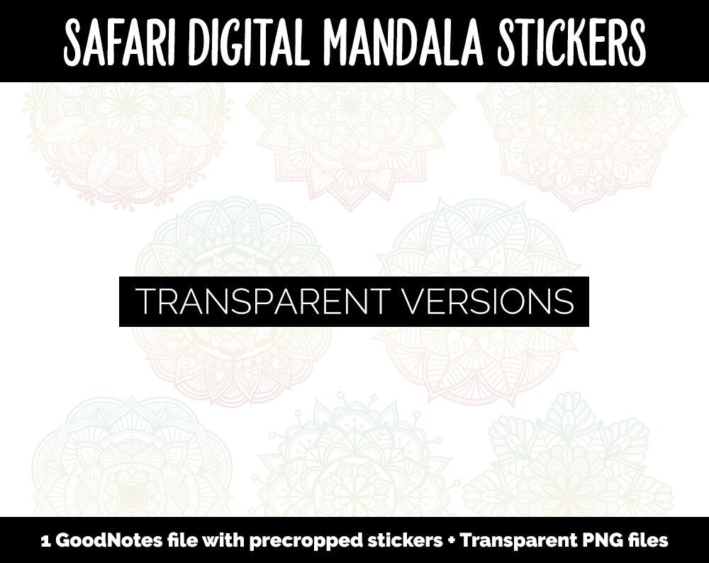 Safari Mandala Digital Planner Stickers | GoodNotes, iPad and Android | Gradient, Ombre, Coloring