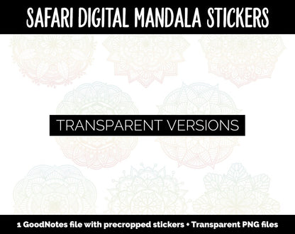 Safari Mandala Digital Planner Stickers | GoodNotes, iPad and Android | Gradient, Ombre, Coloring