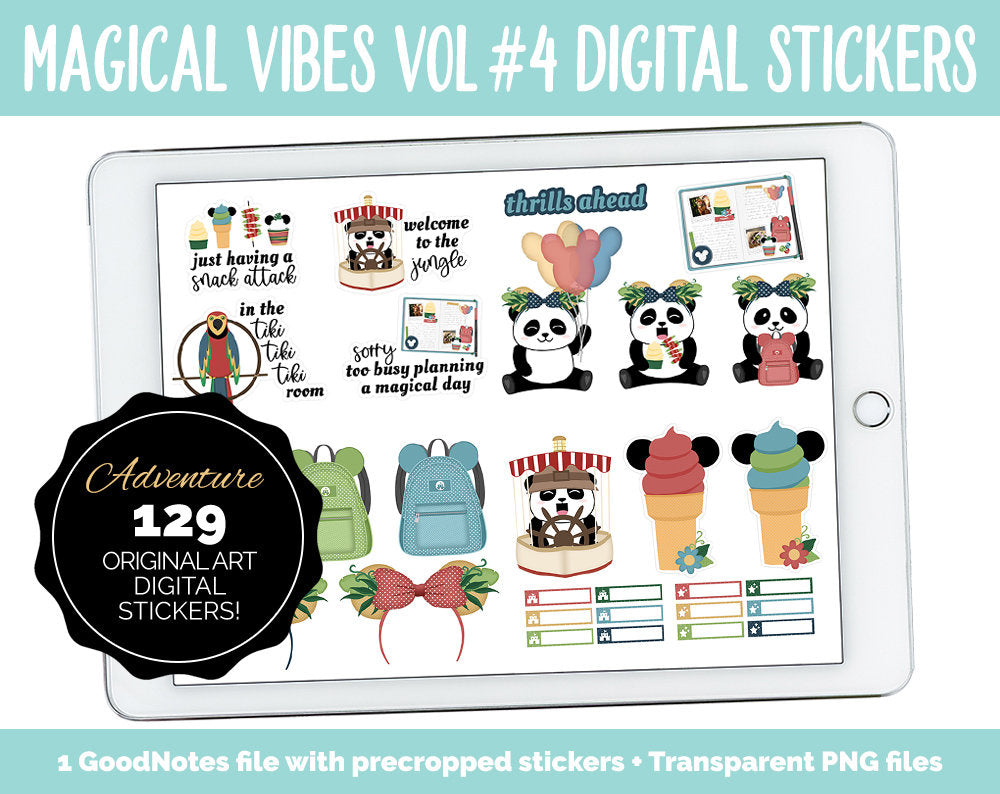 Magical Vibes Vol #4 Adventure Digital Planner Stickers | GoodNotes, iPad and Android | Jungle, Scrapbook, Memories, Day at the Park