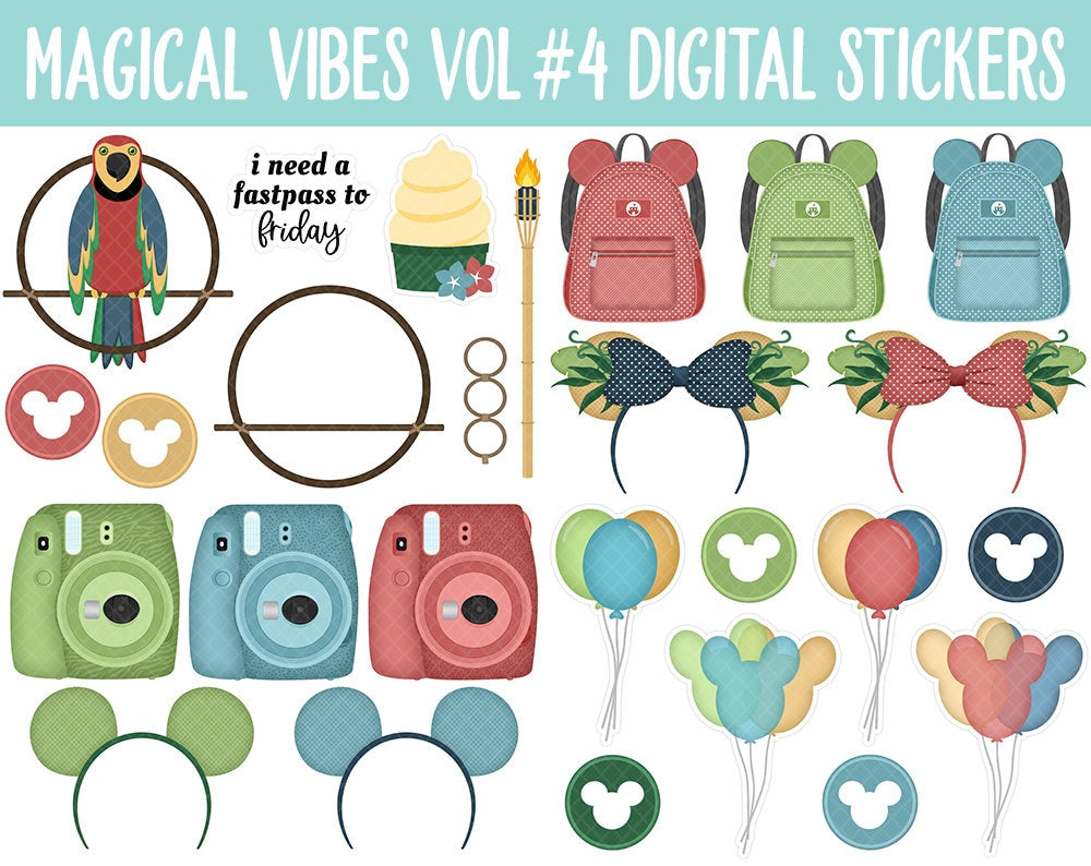 Magical Vibes Vol #4 Adventure Digital Planner Stickers | GoodNotes, iPad and Android | Jungle, Scrapbook, Memories, Day at the Park